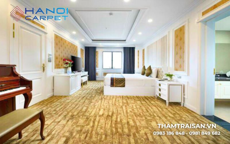 Mẫu thảm nỉ họa tiết trải sàn phòng ngủ tinh tế