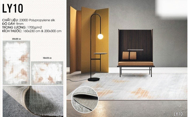 Thảm mỹ thuật trải phòng khách mùa hè LY10