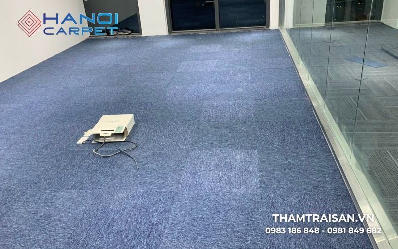 Thảm nỉ miếng ghép đế cao su màu xanh than
