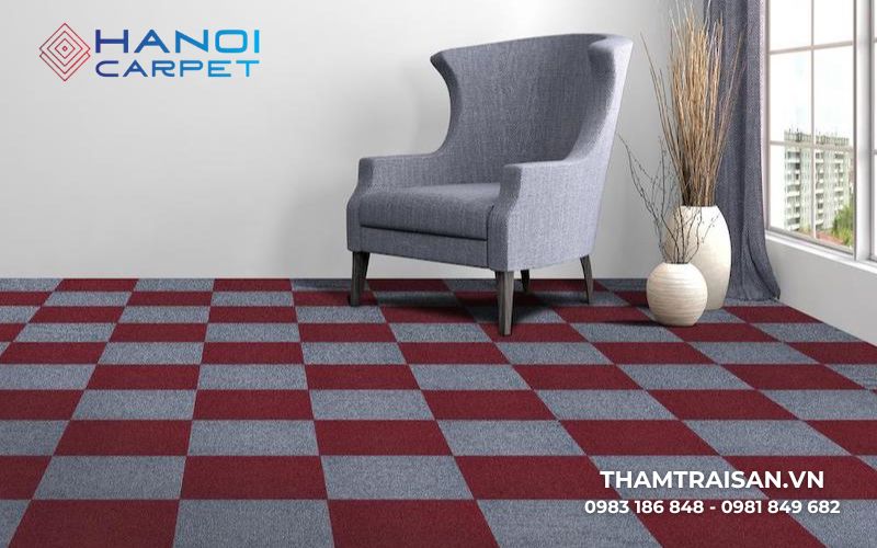 Thảm đế cao su chất nỉ màu đỏ đô