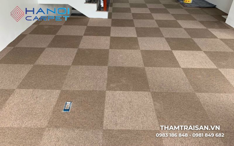 Thảm nỉ ghép đế cao su màu nâu đất