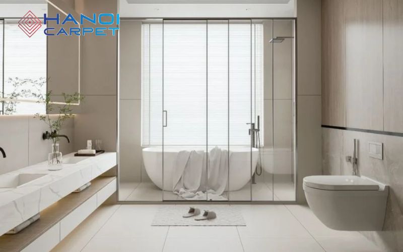 Không nên đặt thảm trải sàn ở nhà tắm và khu vực có độ ẩm cao