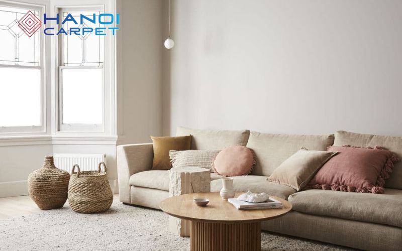 Phối màu thảm với sofa theo phong cách Bắc Âu
