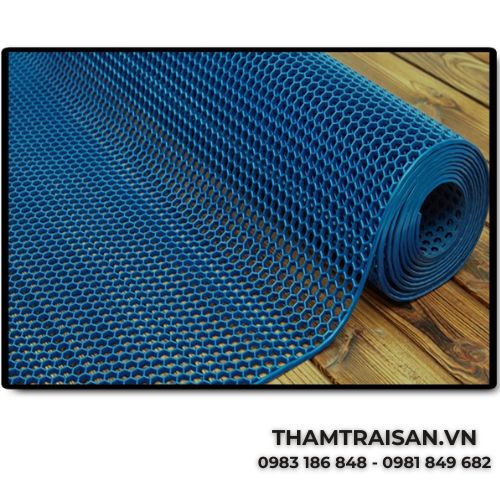 Thảm nhựa lưới tổ ong màu xanh dương