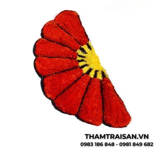 Thảm chùi chân chỉ xù hình quạt màu đỏ