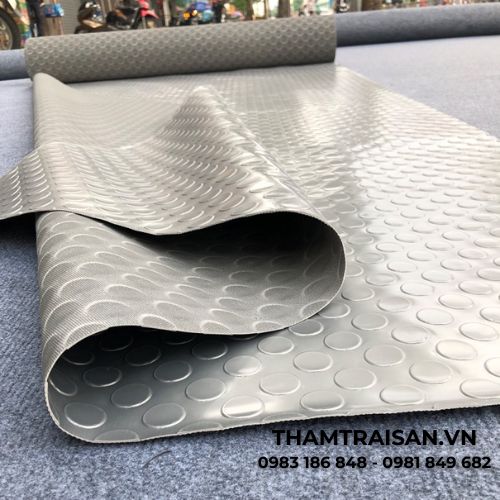 Thảm nhựa đồng tiền màu xám