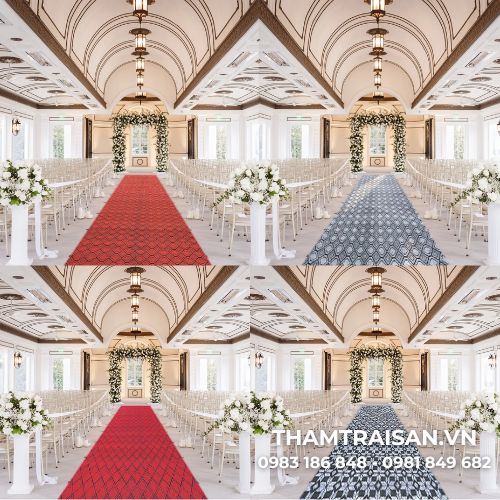 Thảm nỉ hoa văn COKA màu đỏ họa tiết đa dạng