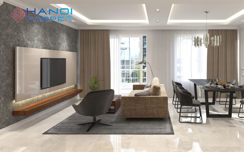 Đặt ghế sofa lên toàn bộ thảm