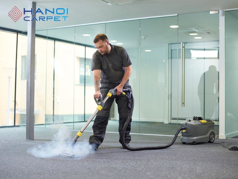 Vệ sinh thảm lót sàn văn phòng bằng hơi nước