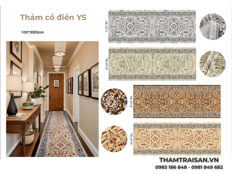 Thảm dẫn lối cổ điển cho hành lang