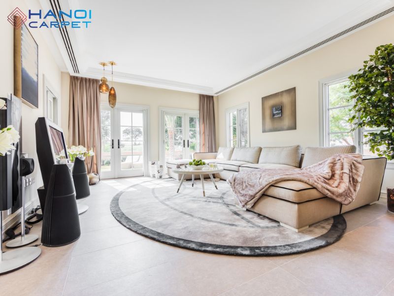 Cách phối màu thảm sofa với các món đồ nội thất