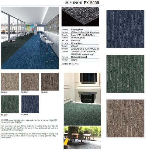 Bảng màu của thảm tấm SUMINOE PX-5000