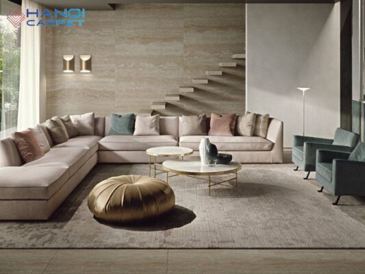 Gợi ý thiết kế ấn tượng cho tấm thảm trải sàn phòng khách