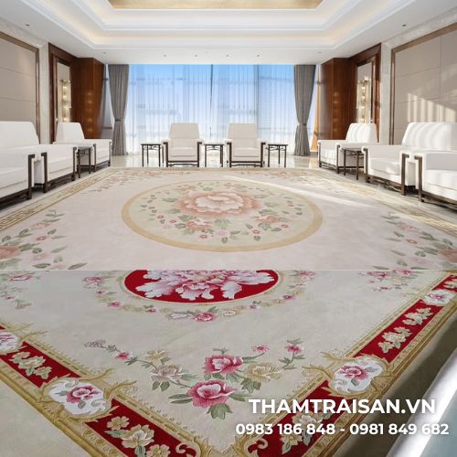 Thảm len dệt thủ công màu vàng sang trọng