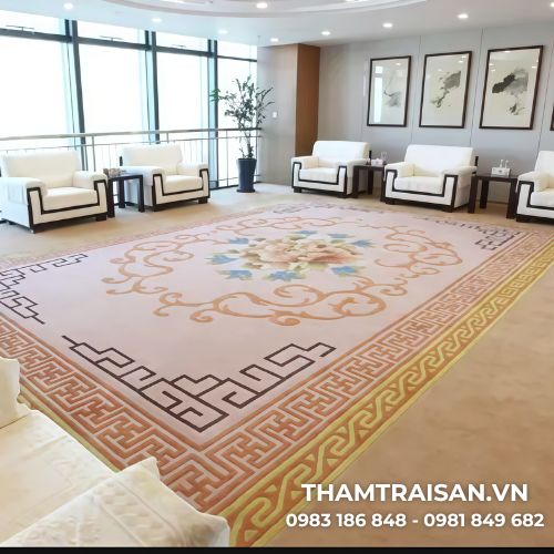 Thảm len dệt thủ công màu be