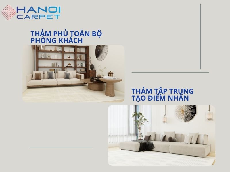Tùy vào khu vực và phong cách chủ gia chủ để lựa chọn loại thảm phù hợp cho gia đình