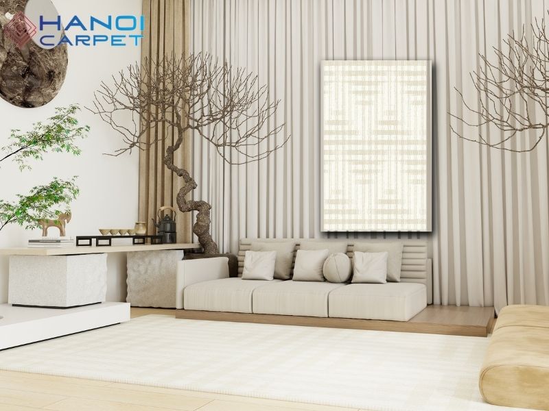 Cách chọn thảm phòng khách theo phong cách tối giản là “ít nhưng đủ”, ưu tiên sự thoải mái khi sử dụng
