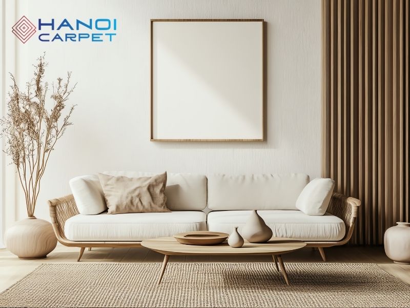Không gian phòng khách tinh tế hơn nhờ có thảm trải sàn dệt tay