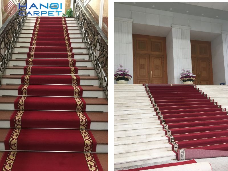 Thảm đỏ trải cầu thang sự kiện