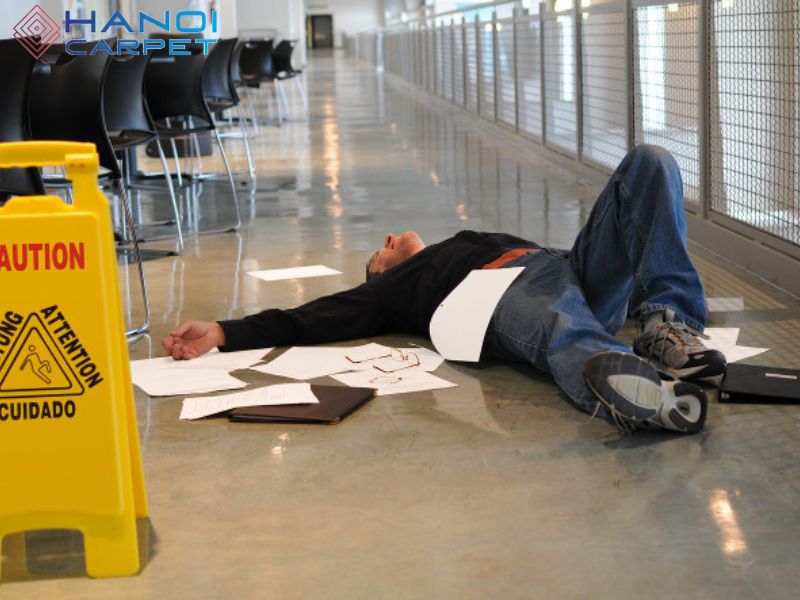 Sàn văn phòng trơn trượt nguy hiểm khó di chuyển