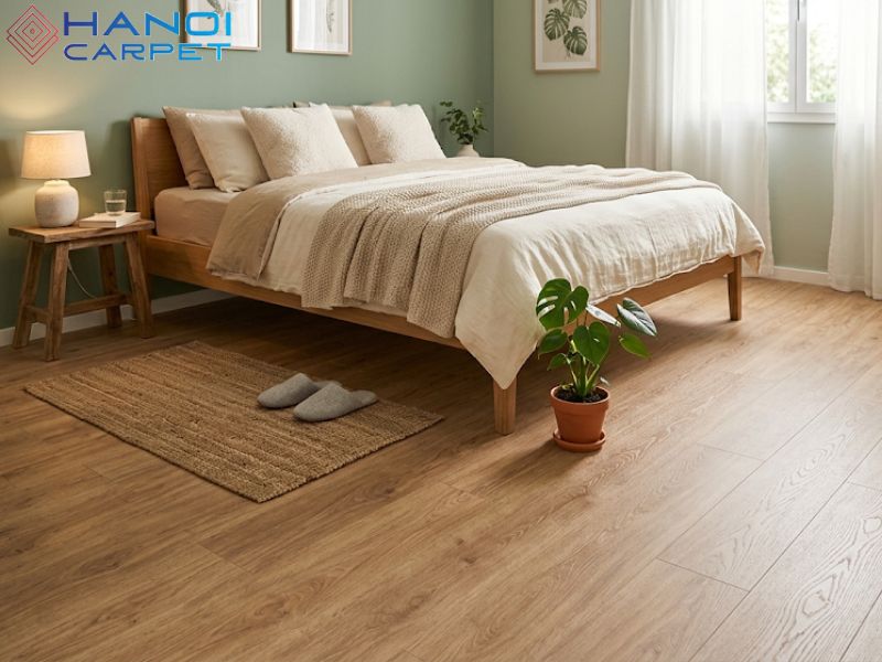 Thảm giả vân gỗ trong phòng ngủ