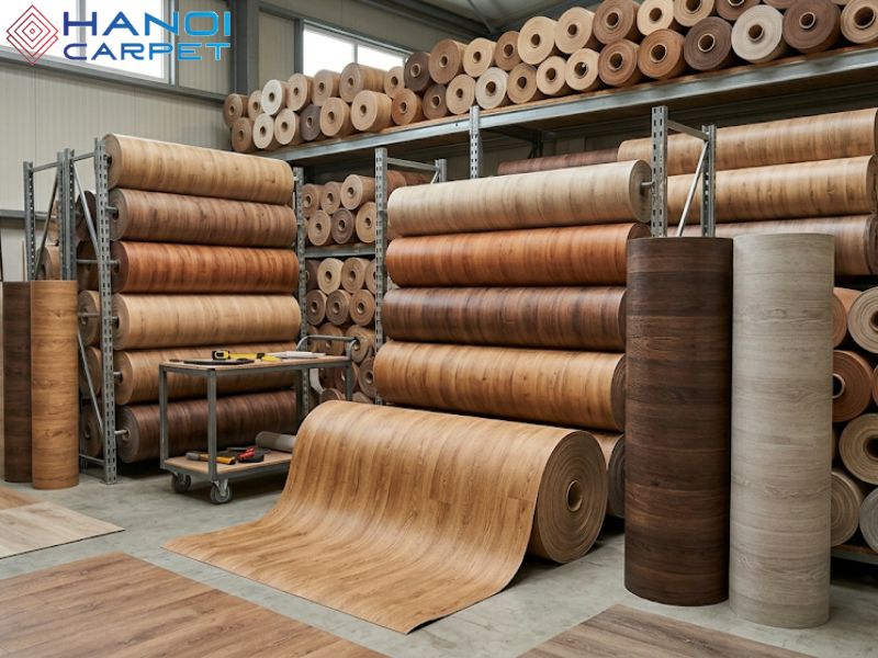 Thảm nhựa vân gỗ dễ lắp đặt, giá thành rẻ 