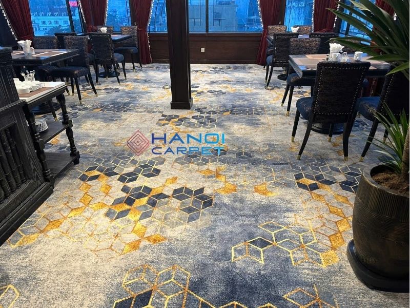 Công trình thảm hoa văn khách sạn sợi Nylon in tại Hotel Du Monde Classic – 21 Hòe Nhai