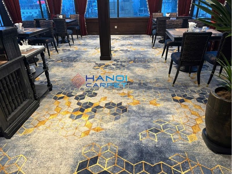 Công trình thảm hoa văn khách sạn sợi Nylon in tại Hotel Du Monde Classic – 21 Hòe Nhai