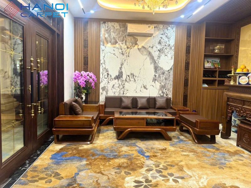 Lắp đặt mẫu thảm phủ toàn bộ phòng khách