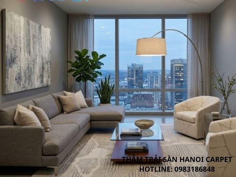 Mẫu thảm trải sàn tone xám sang trọng