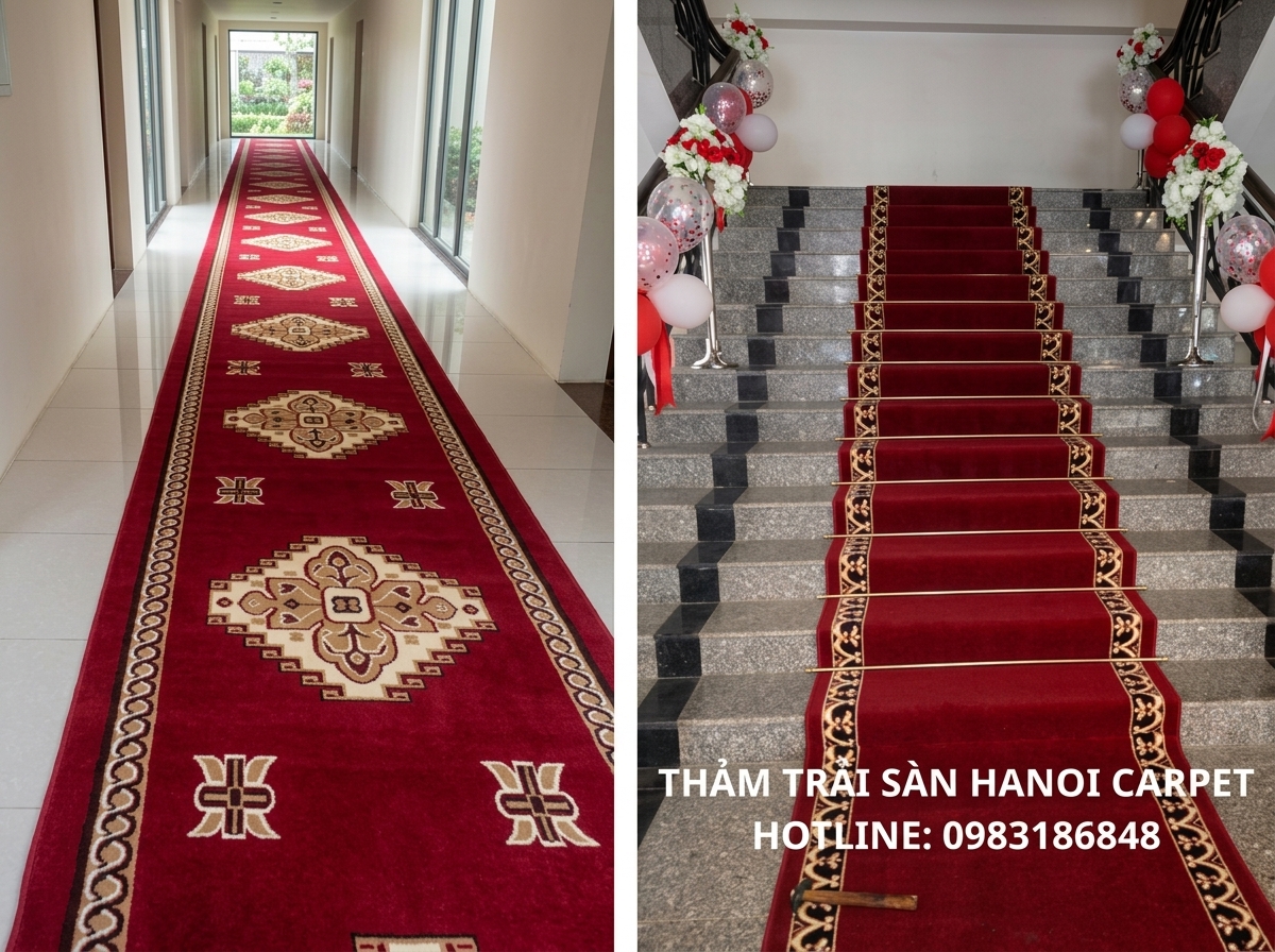 Một số hình ảnh lắp đặt thảm đỏ của Hanoi Carpet tại lối đi