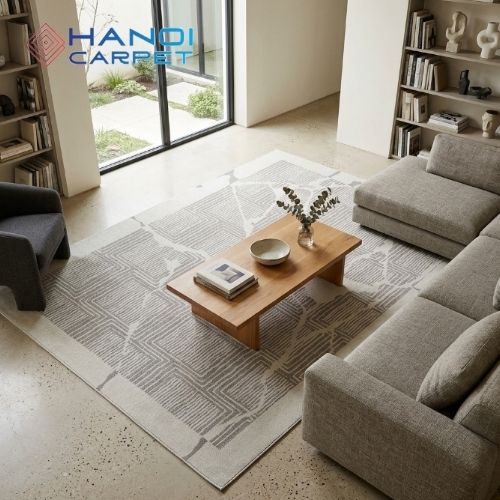 Ứng dụng thảm trải sàn phòng khách hiện đại MK