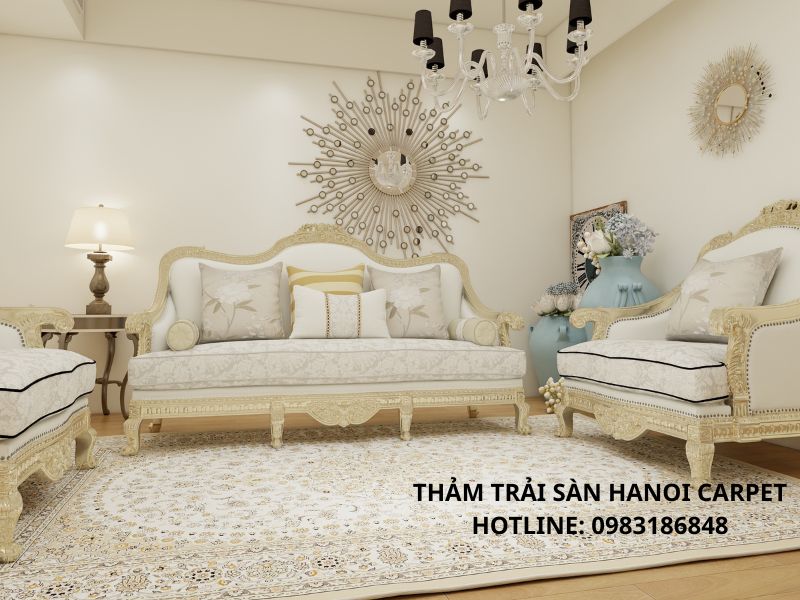 Thảm họa tiết và màu sắc đồng bộ gam màu nội thât