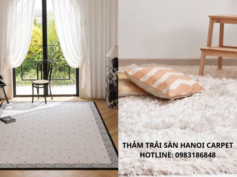 Thảm lông ngắn và thảm lông dài trải phòng khách