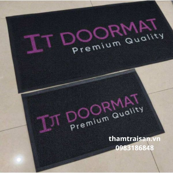 Thảm cửa PVC in logo màu tím