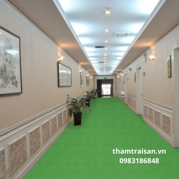 Thảm nỉ màu xanh cho khu vực lối đi