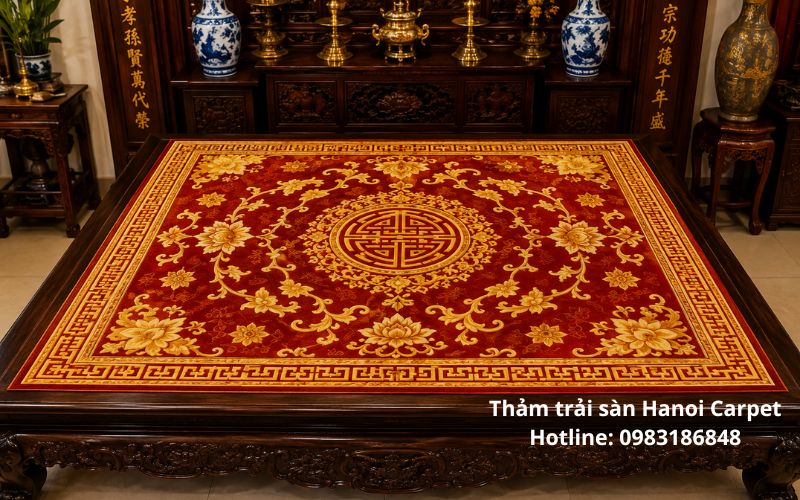 Thảm hoa văn cổ điển đỏ – vàng
