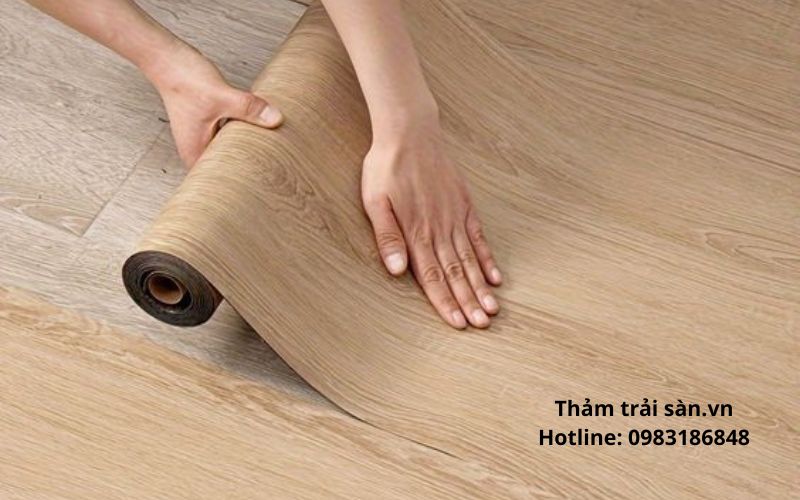 Thảm simili họa tiết vân gỗ dễ phối nội thất