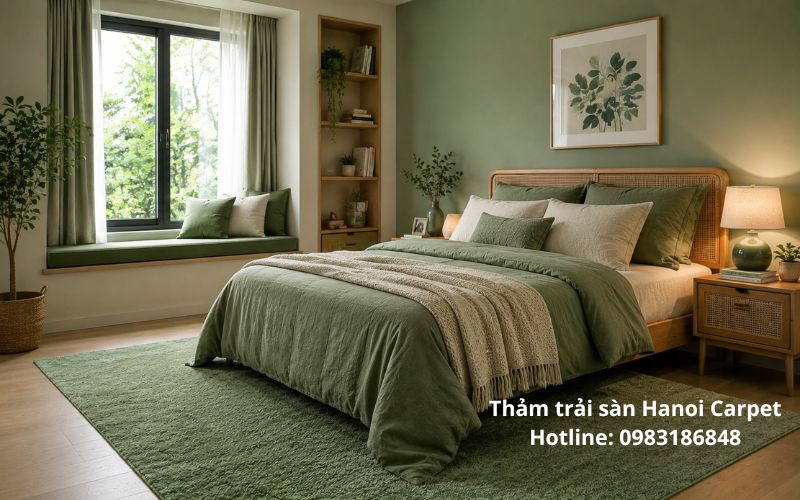 Thảm màu xanh cho phòng ngủ
