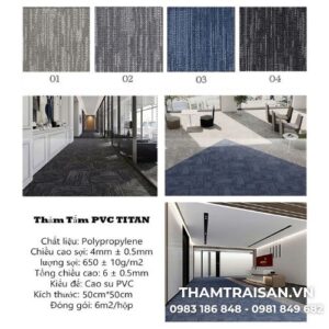 Thảm tấm 50x50cm đế PVC Titan