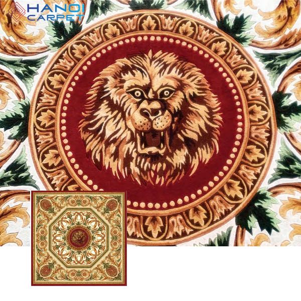 Thảm len dệt tay họa tiết sư tử hoàng gia