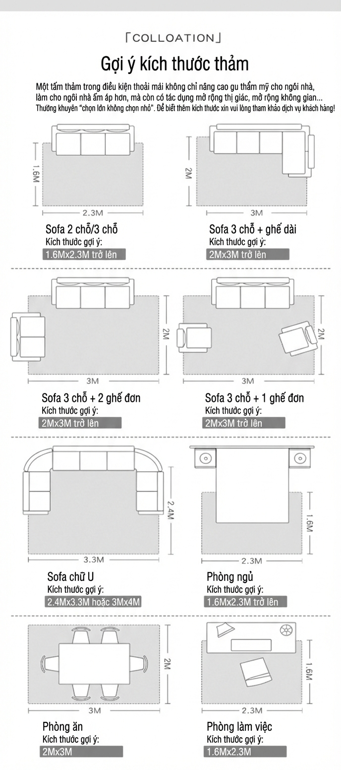 Gợi ý kích thước thảm trang trí phòng khách vintage