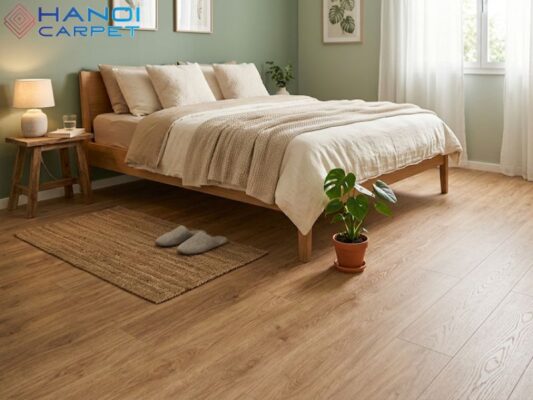 Thảm giả vân gỗ trong phòng ngủ