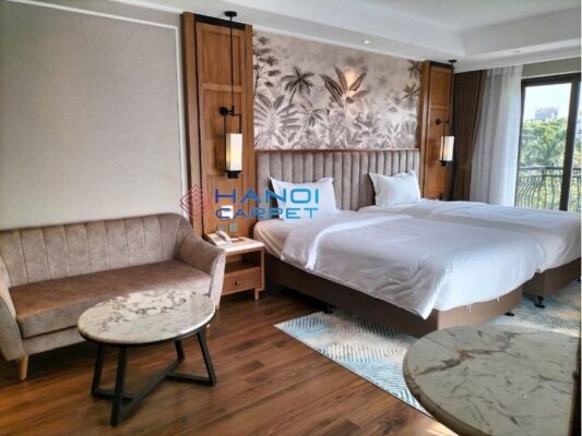 Thi công thảm trải chân giường khách sạn tại Royal Phoenix Hotel Bắc Ninh