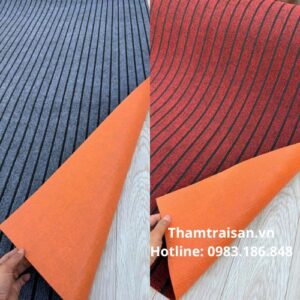 Hình ảnh thực tế cận chất liệu thảm cuộn nỉ sọc đế cao su