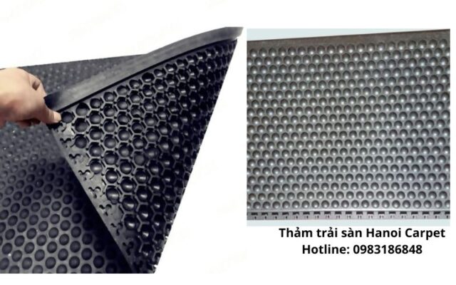 Mặt trước và mặt sau của thảm cao su chống mỏi chân họa tiết bi tròn